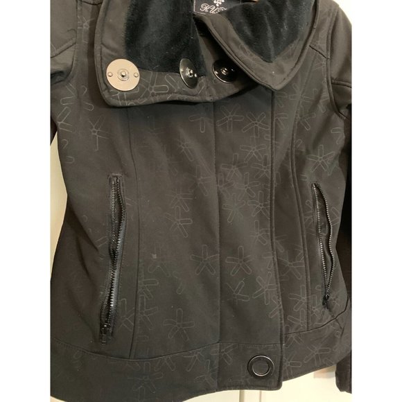 R U Pretty Rain Jacket Womens Small Black Polyester Stretch Long Sleeve Full Zip - Picture 5 of 5